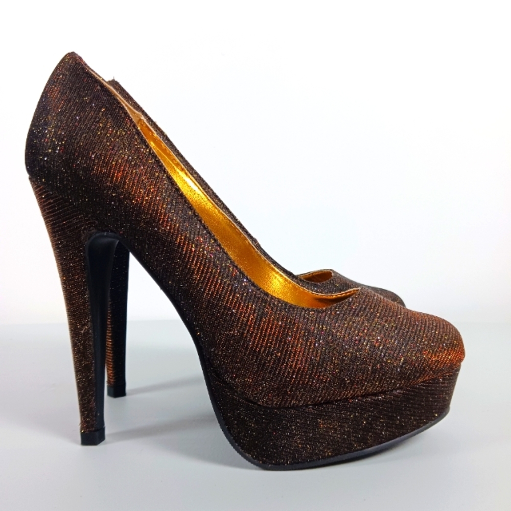Just Fabulous Glitter Platform Heels 6.5 NWOT